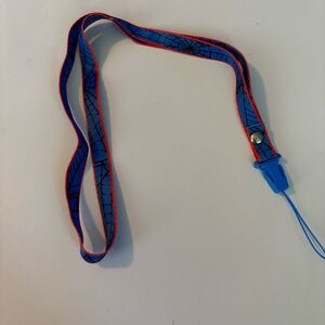 Spiderman Blue and Red Kids Lanyard with Web Print
